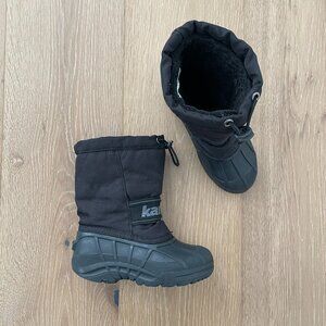 Kamik Boots Kids 11 Black Snowridge Winter Snow Shoes Outdoor Liner